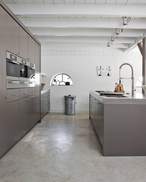 kitchen floor screed mix, concrete kitchen interior